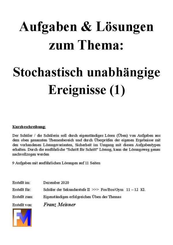 A&L Stochastisch unabhängige Ereignisse (1)